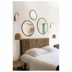 Cosydar Lits, Tables De Chevet*Tête de lit en bois brut et palme |