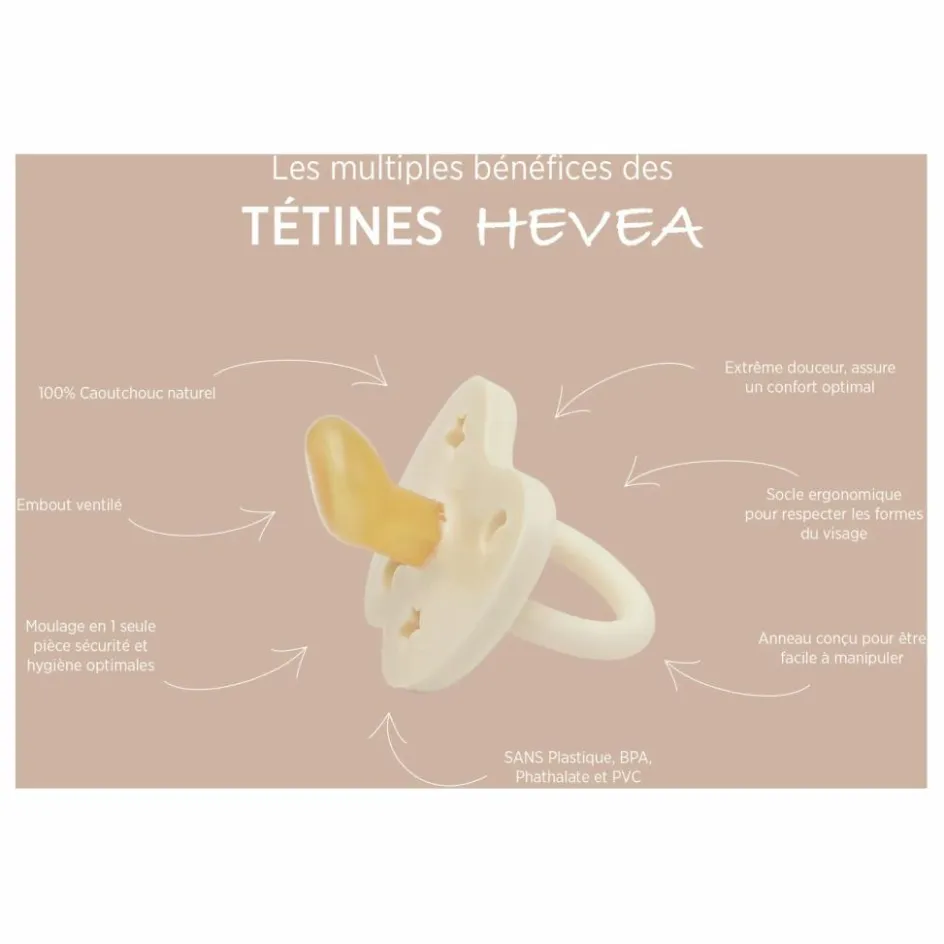 Hevea Tétines physiologiques en caoutchouc naturel - Lot de 2 || Tétines|Puériculture
