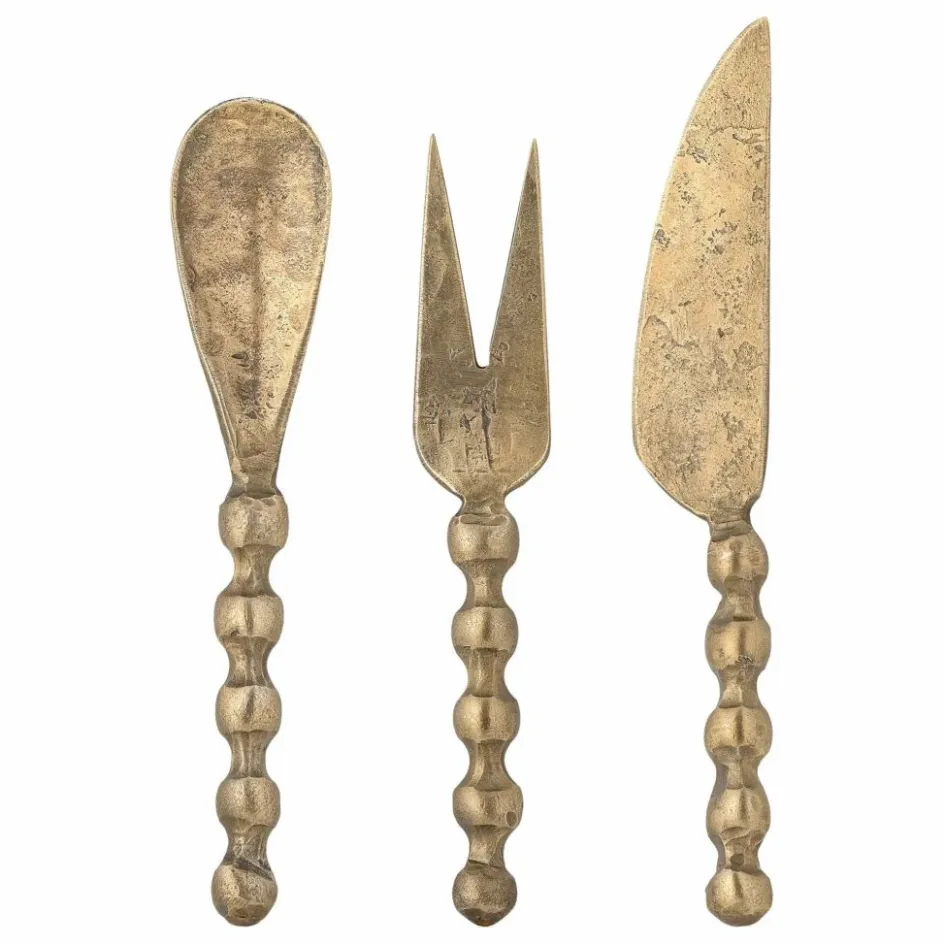 New Bloomingville Ustensiles à fromage Haolin - Set de 3 | Laiton