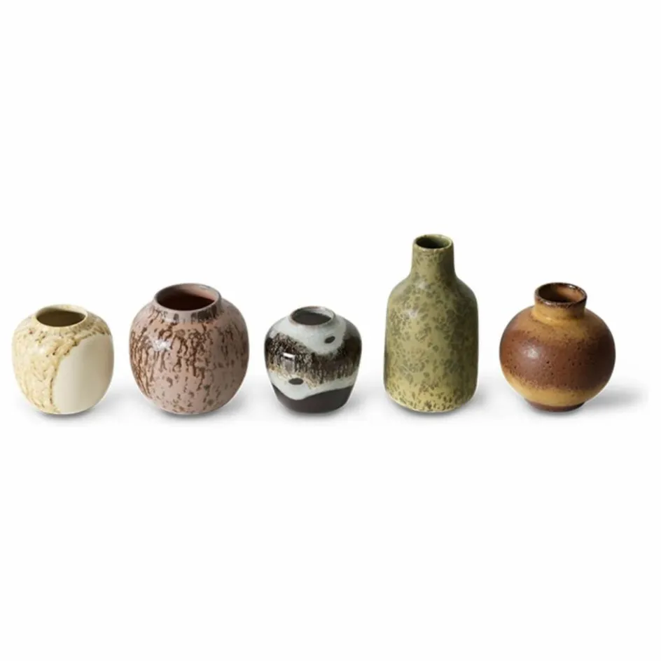 HKliving Vases en grès - Set de 5 || Vases, Objets Déco