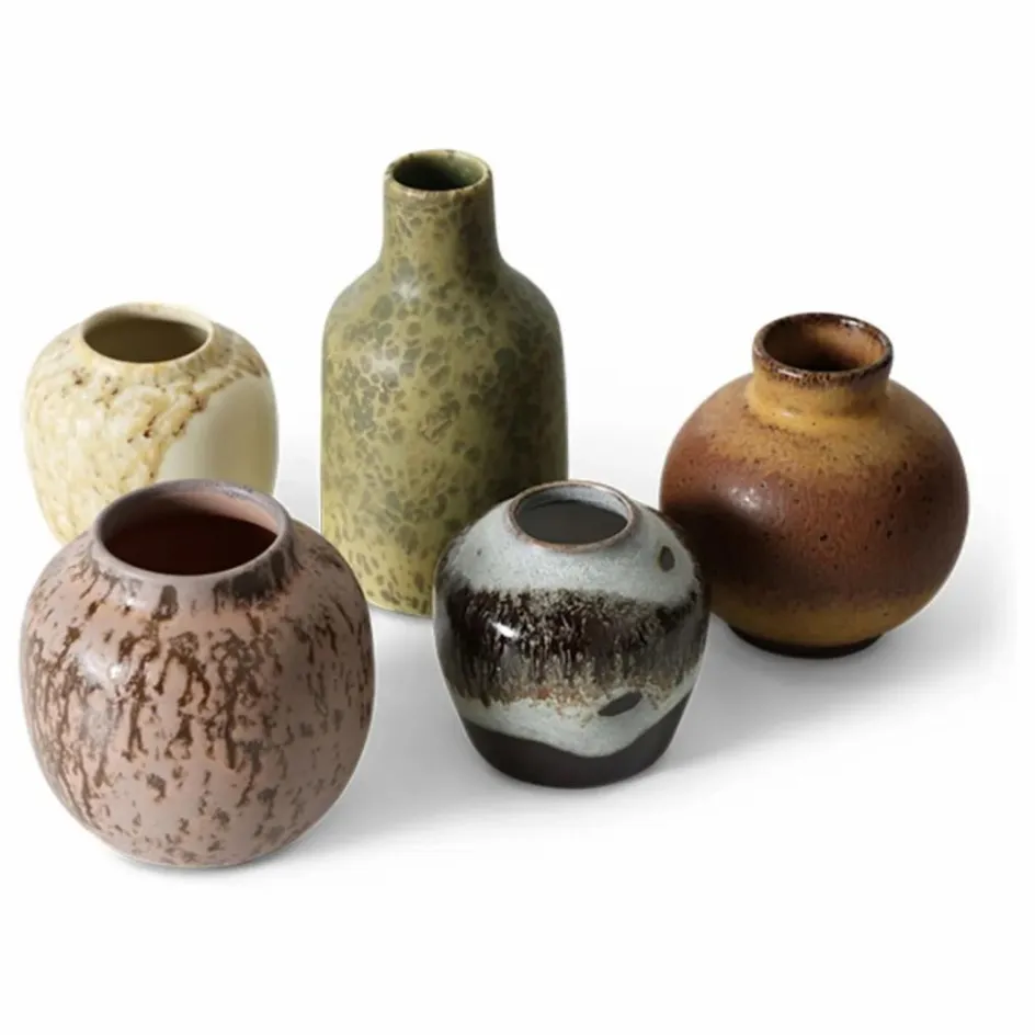 HKliving Vases en grès - Set de 5 || Vases, Objets Déco