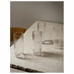 Sale Ferm Living Verres long Ripple - Set de 4 Transparent