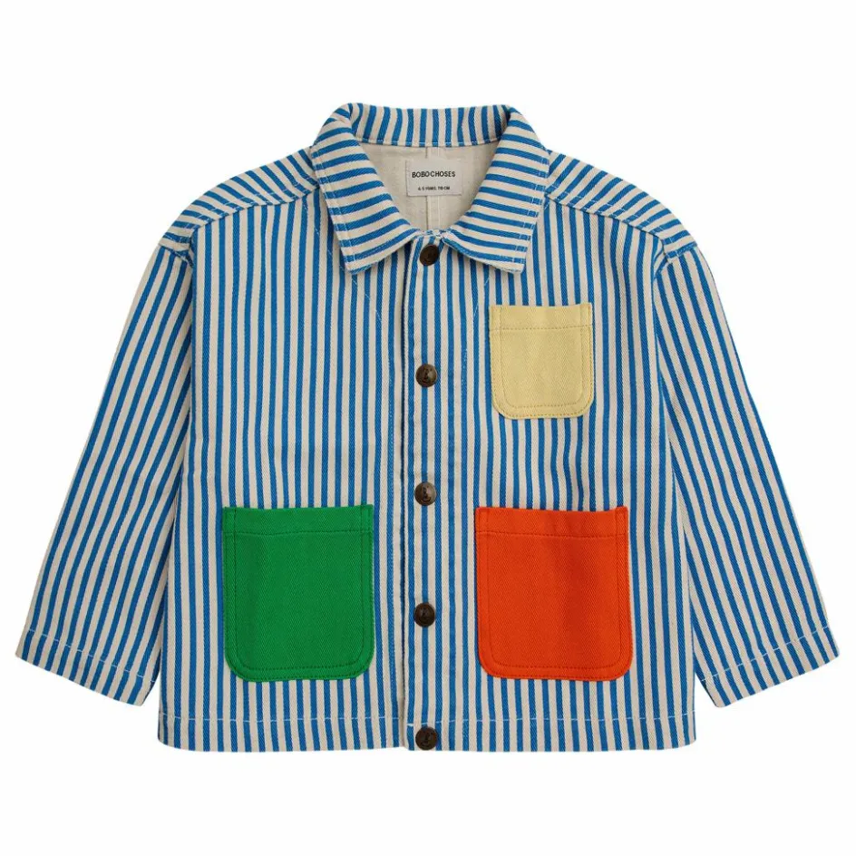 Hot Bobo Choses Veste Denim Rayée Color Block | Bleu