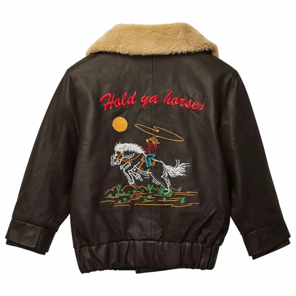 Enfant Fille Garçon Manteaux, Blousons|Manteaux, Blousons*Veste Hold Ya Horses Col Sherpa Cuir |