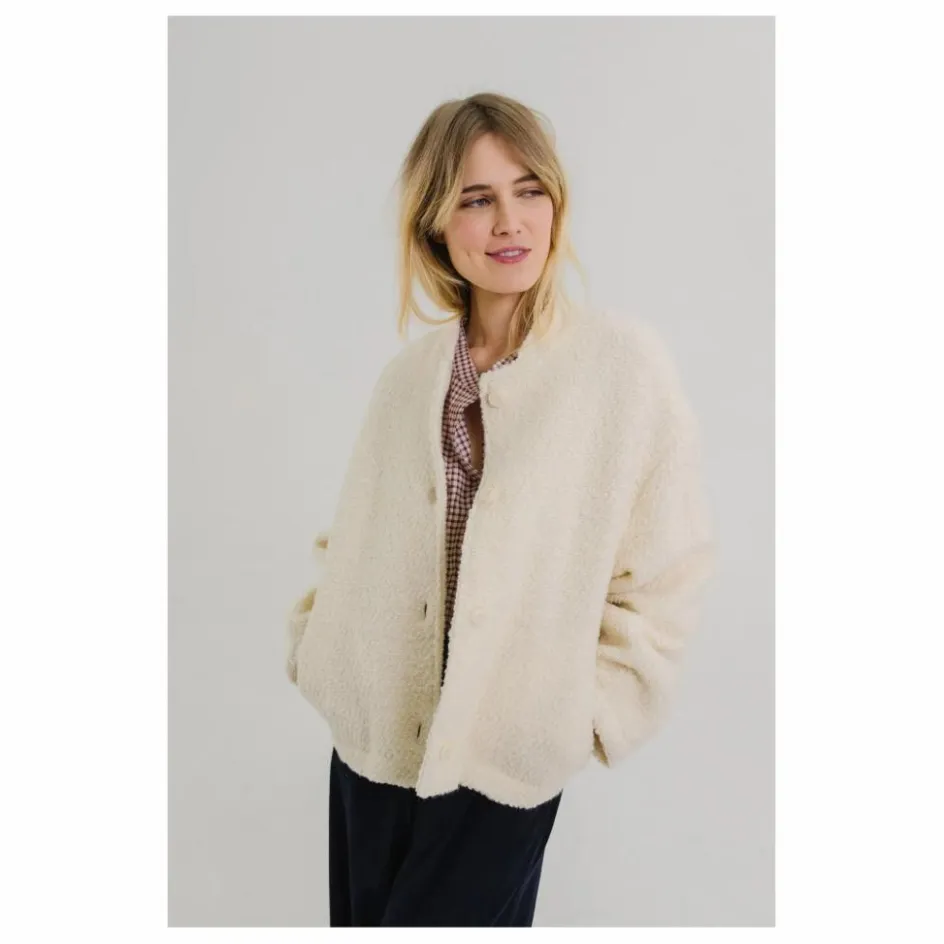 Online Sacrécoeur Veste Jay Bouclette Laine Vierge | Blanc