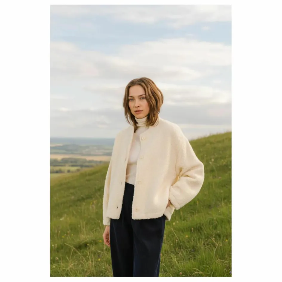 Online Sacrécoeur Veste Jay Bouclette Laine Vierge | Blanc