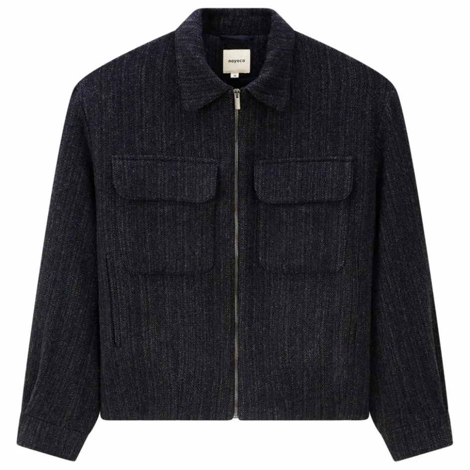 Sale Noyoco Veste Kinsale Herringbone Laine Recyclée | Bleu marine