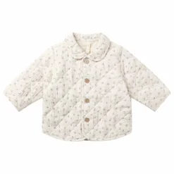 New Quincy Mae Veste Matelassée Fleurie Gaze de Coton Bio | Ecru