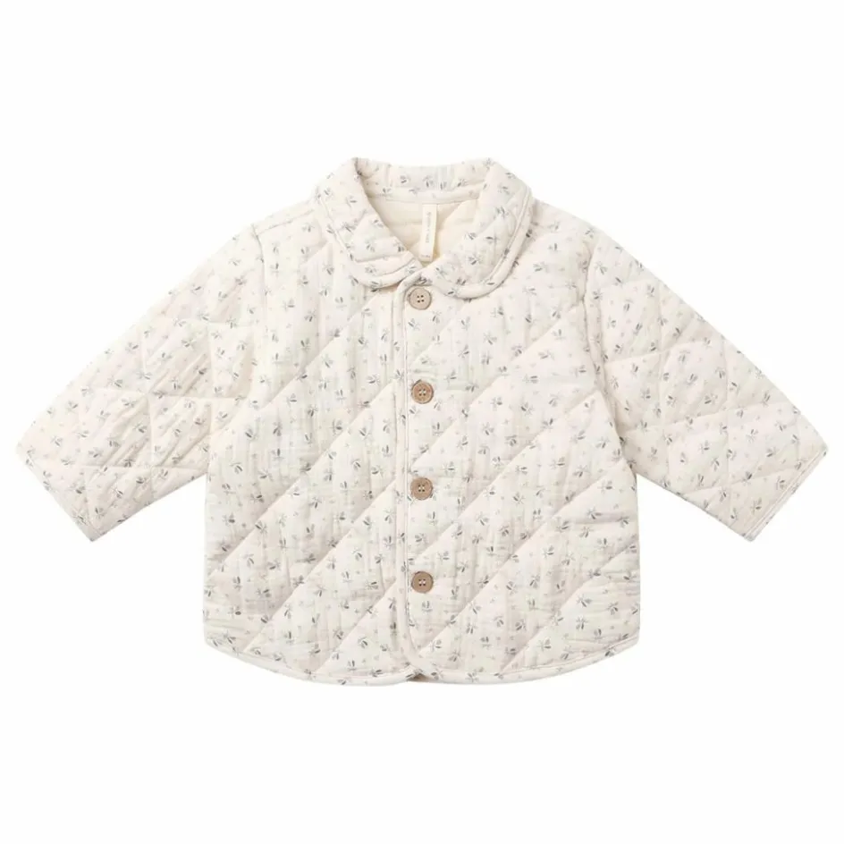 New Quincy Mae Veste Matelassée Fleurie Gaze de Coton Bio | Ecru