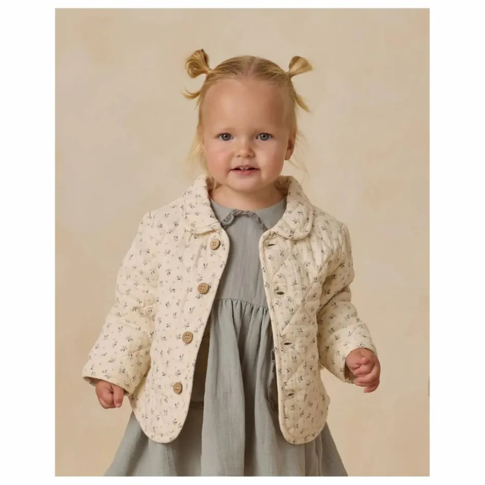 New Quincy Mae Veste Matelassée Fleurie Gaze de Coton Bio | Ecru