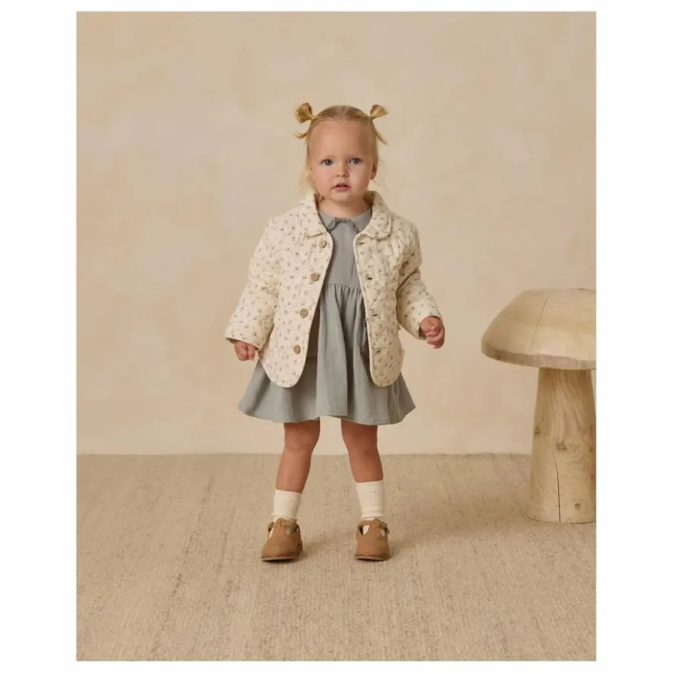 New Quincy Mae Veste Matelassée Fleurie Gaze de Coton Bio | Ecru