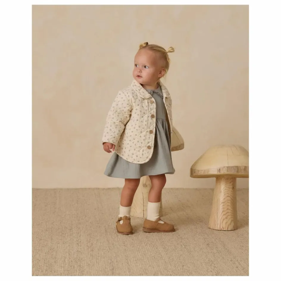 New Quincy Mae Veste Matelassée Fleurie Gaze de Coton Bio | Ecru