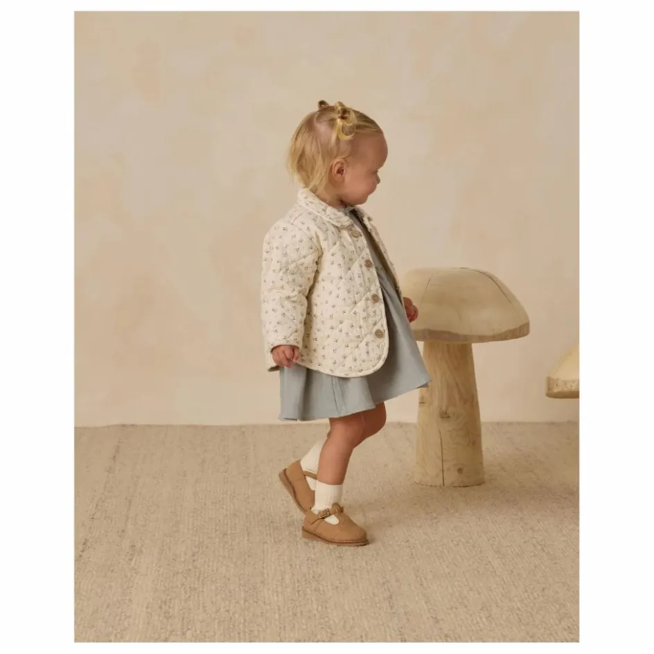New Quincy Mae Veste Matelassée Fleurie Gaze de Coton Bio | Ecru