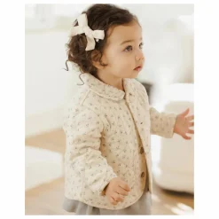 New Quincy Mae Veste Matelassée Fleurie Gaze de Coton Bio | Ecru