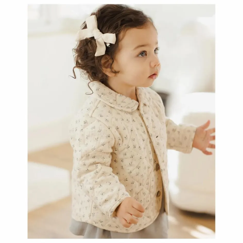 New Quincy Mae Veste Matelassée Fleurie Gaze de Coton Bio | Ecru