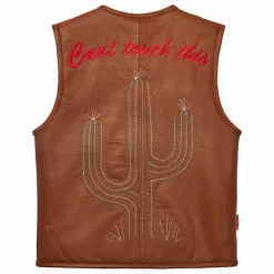 Hot Fille Garçon Veste Sans Manches Can't Touch This Cuir Nappa | Noisette