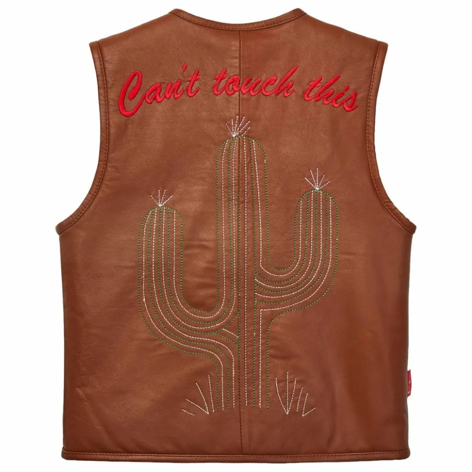 Hot Fille Garçon Veste Sans Manches Can't Touch This Cuir Nappa | Noisette