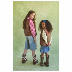 Hot Fille Garçon Veste Sans Manches Can't Touch This Cuir Nappa | Noisette