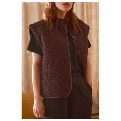 Marlot Paris Veste Sans Manches Charlie Léopard Double Gaze de Coton - Collection Femme | Chocolat
