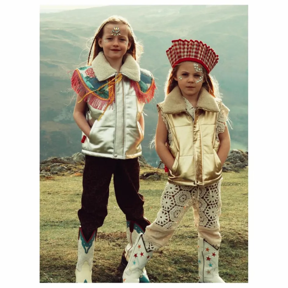Best Fille Garçon Veste Sans Manches Col Sherpa Métallisée | Argenté
