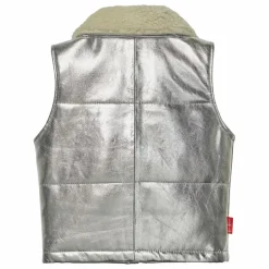 Best Fille Garçon Veste Sans Manches Col Sherpa Métallisée | Argenté