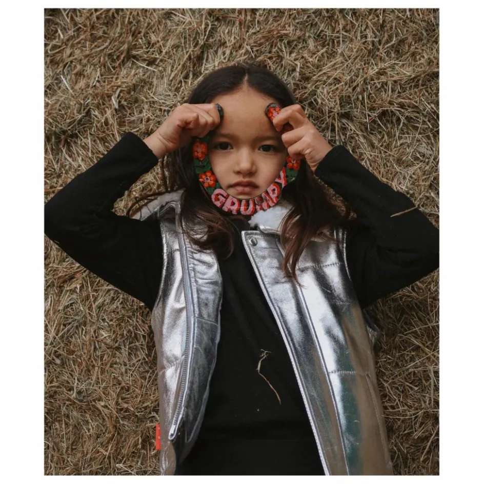 Best Fille Garçon Veste Sans Manches Col Sherpa Métallisée | Argenté