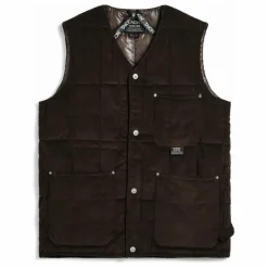 Sale Taion Veste Sans Manches Col V Button Neck | Marron