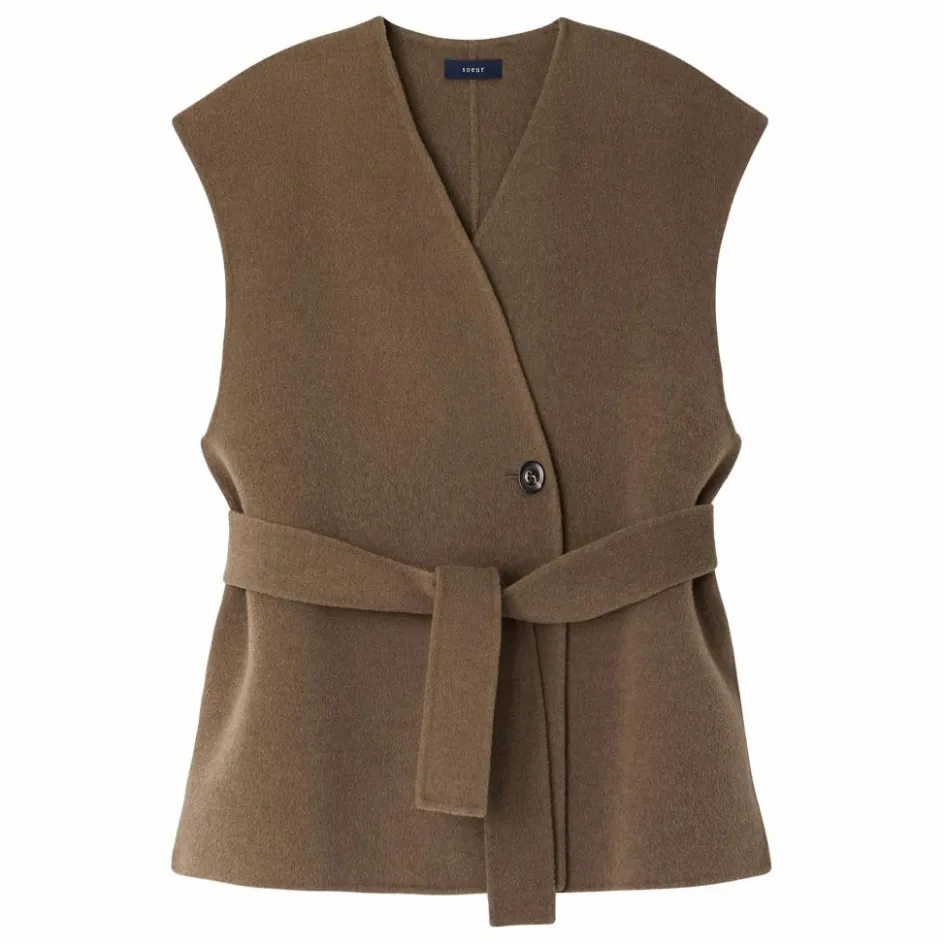Outlet Soeur Veste Sans Manches Evasion Laine | Beige foncé