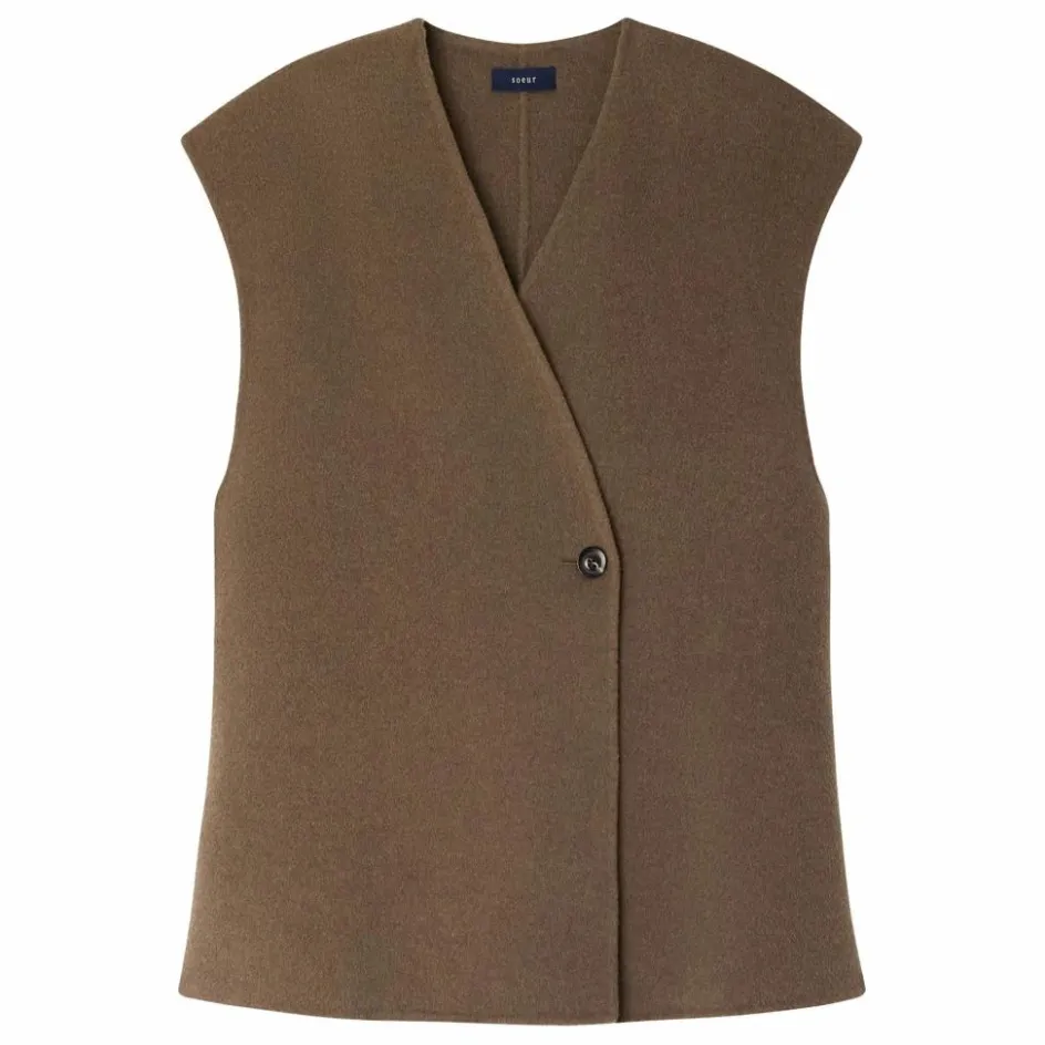 Outlet Soeur Veste Sans Manches Evasion Laine | Beige foncé