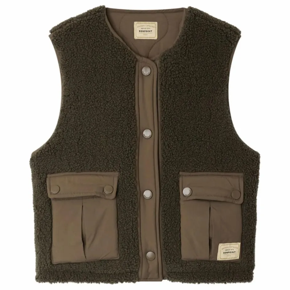 Outlet Bonpoint Veste Sans Manches Façon Sherpa Junior | Vert foncé