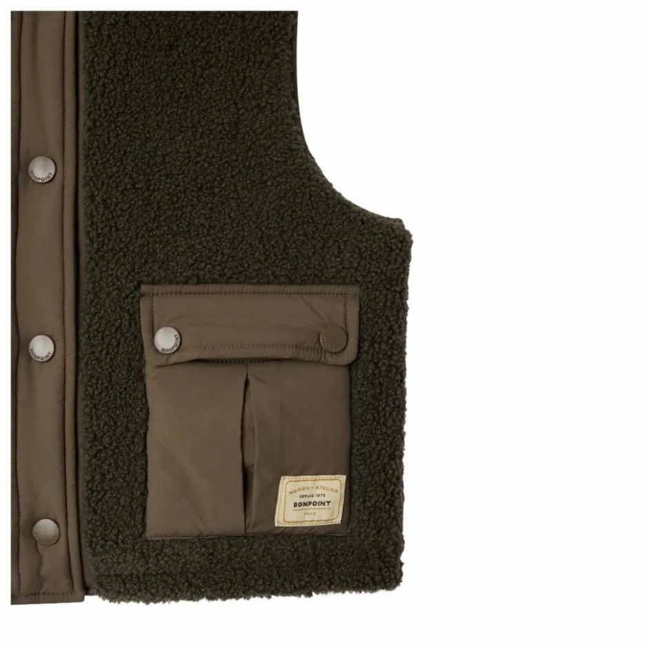 Outlet Bonpoint Veste Sans Manches Façon Sherpa Junior | Vert foncé