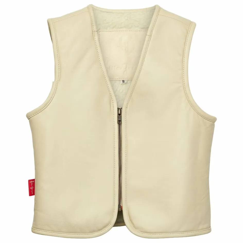Sale Fille Garçon Veste Sans Manches Hold Ya Horses Cuir Nappa | Crème