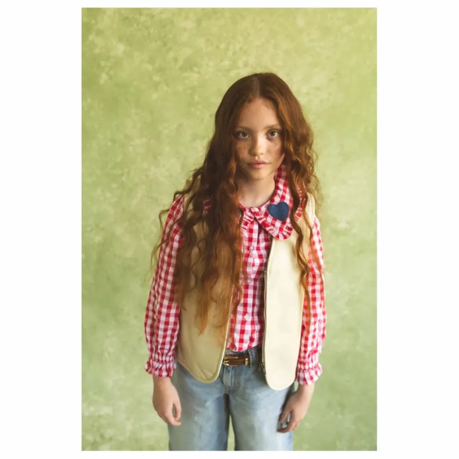 Sale Fille Garçon Veste Sans Manches Hold Ya Horses Cuir Nappa | Crème