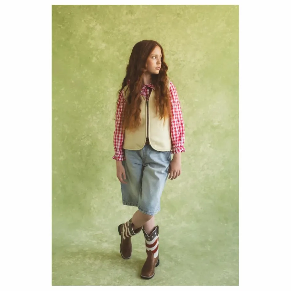 Sale Fille Garçon Veste Sans Manches Hold Ya Horses Cuir Nappa | Crème