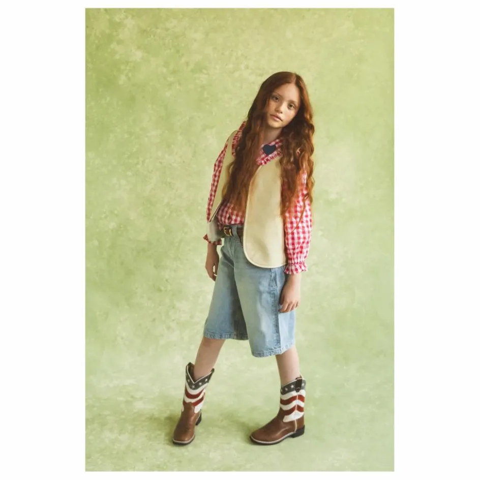 Sale Fille Garçon Veste Sans Manches Hold Ya Horses Cuir Nappa | Crème