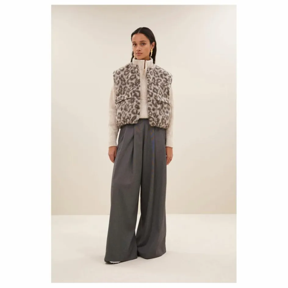 Femme By Bar Vestes, Blousons*Veste Sans Manches Maggie Léopard Laine |