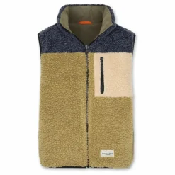 Discount AO76 Veste Sans Manches Réversible Façon Sherpa Teddy | Vert olive