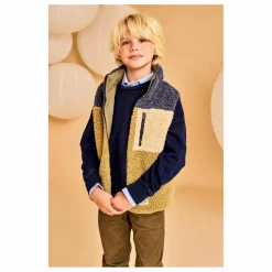 Discount AO76 Veste Sans Manches Réversible Façon Sherpa Teddy | Vert olive