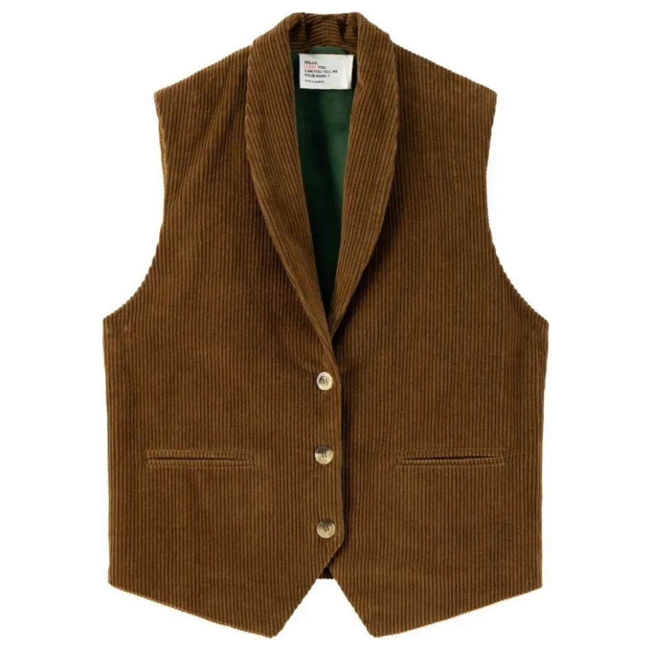 Outlet Leon & Harper Veste Sans Manches Vuela Velours Côtelé Coton Bio | Marron
