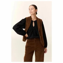 Outlet Leon & Harper Veste Sans Manches Vuela Velours Côtelé Coton Bio | Marron
