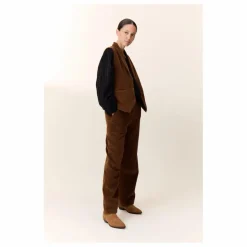 Outlet Leon & Harper Veste Sans Manches Vuela Velours Côtelé Coton Bio | Marron