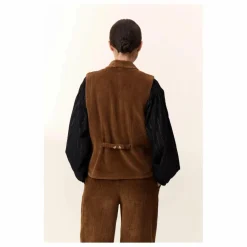 Outlet Leon & Harper Veste Sans Manches Vuela Velours Côtelé Coton Bio | Marron