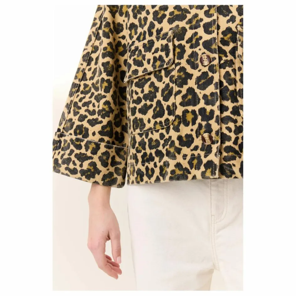 Hot Leon & Harper Veste Vincy Leopard Coton Bio | Beige