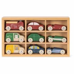 Clearance Konges Sløjd Voitures en bois FSC - Set de 9 Multicolore